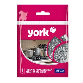 Губка-мочалка для уборки York Мега металлическая 7x7 см 40 г