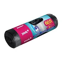 Мешки для мусора 60 л, черные, в рулоне 20 шт., ПНД, 6 мкм, YORK, 902140