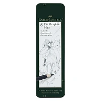 Набор карандашей ч/г матовых Faber-Castell "Pitt Graphite Matt" 2B, 4B, 6B, 8B, 10B, 12B, заточ., метал.кор