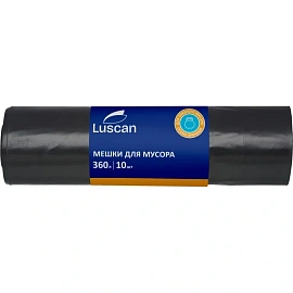Мешки для мусора Luscan 360 л чёрные (ПВД 60 мкм, 10 штук)