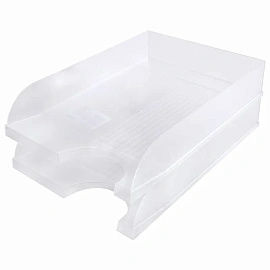 Лоток горизонтальный для бумаг BRAUBERG "Standard", 350х253х65 мм, прозрачный, 238349