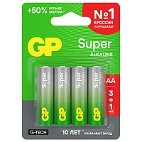 Батарейка GP Super AA (LR6) 15A алкалиновая, BC4 (промо 3+1)