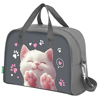 Сумка для занятий BRAUBERG KIDS с ручками, с плечевым ремнем, подкладка, 35x25x15 см, "Кот-мурлыка", 274629