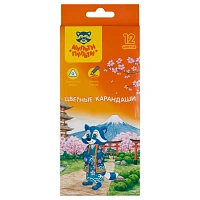 Карандаши цветные Мульти-Пульти "Енот в Японии", 12цв., трехгран., заточен., картон, европодвес