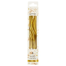 Свечи для торта с держателями MESHU "Wave gold", 15см, 6шт
