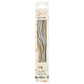 Свечи для торта с держателями MESHU "Wave silver", 15см, 6шт