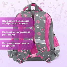 Ранец BRAUBERG KIDS STANDARD, 2 отделения, "Кот-мурлыка", 36х28х14 см, 274427