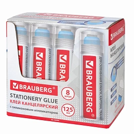 Клей канцелярский BRAUBERG, 125 мл, с силиконовым аппликатором, 228403