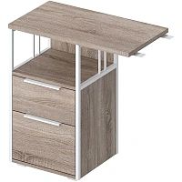 Тумба приставная Комус Мебель K-Loft 241T010 (дуб сонома тёмный/белый, 750х405х752 мм, 2 ящика)