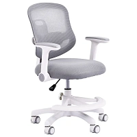 Кресло детское с подставкой для ног BRABIX KIDS "MG-215", сетка/ткань TW, серое, 533313