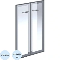 Двери средние Formant 129H112 прозрачные стеклянные (734x21x1116 мм, 2 штуки в упаковке)