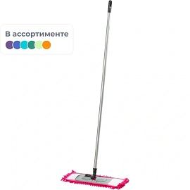 Швабра флаундер (плоская) Spin&clean Chenille насадка микрофибра 40x10 см рукоятка 120 см пластик/сталь