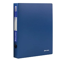 Папка на 4 кольцах BRAUBERG "Стандарт", 40 мм, синяя, до 300 листов, 0,9 мм, 221619