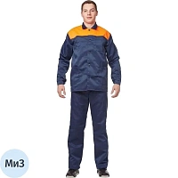 Костюм рабочий летний мужской л16-КПК синий/оранжевый (размер 120-124 (60-62), рост 182-188)