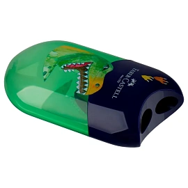 Точилка пластиковая Faber-Castell "Dinosaur" 2 отверстия, контейнер