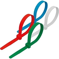 Стяжка (хомут) Rexant 100/150/200x2.5/3.5 мм красная/зелёная/голубая/белая 200 штук в упаковке (07-7201)
