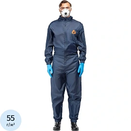 Комбинезон многоразовый с капюшоном Jeta Safety синий 55 г/кв.м (размер L, JPC75b)