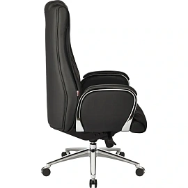 Кресло для руководителя Easy Chair EChair-518 ML чёрное (натуральная кожа с компаньоном, металл хромированный)