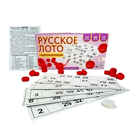 Русское лото классическое с пластиковыми бочонками, в картонной упаковке, РУССКИЙ СТИЛЬ, 03094