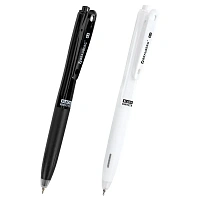 Ручка шариковая автоматическая С УДЛИНЕННЫМ ГРИПОМ BRAUBERG "BLACK & WHITE", СИНЯЯ, пишущий узел 0,5 мм, линия письма 0,35 мм, 144462