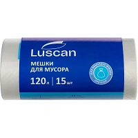 Мешки для мусора Luscan 120 л прозрачные (ПВД 40 мкм, 15 штук)