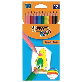 Карандаши цветные BIC Tropicolors 12 карандашей 12 цветов шестигранные