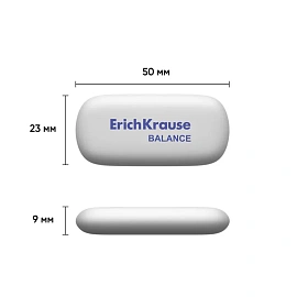 Ластик ERICH KRAUSE "Balance", 50x23x9 мм, белый, овальный, 34638