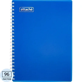 Бизнес-тетрадь Attache Plastic 20.4х14.6 см 96 листов синяя в клетку на спирали
