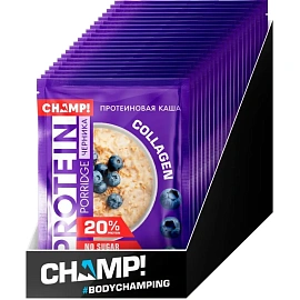 Каша протеиновая CHAMP! овсяная с черникой (10 штук по 40 г)