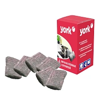 Губки металлические, с пропиткой, 6х5,5х1 см, КОМПЛЕКТ 6шт, для посуды, гриля, плиты, YORK, 005010