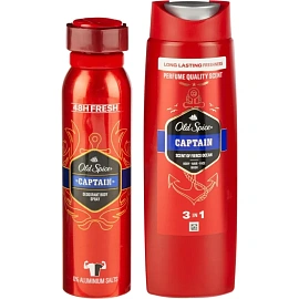 Подарочный набор для мужчин Old Spice Captain (дезодорант-спрей 150 мл, гель для душа 3в1 250 мл)