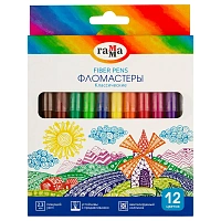 Фломастеры Гамма "Классические", 12цв., смываемые, картон. упак., европодвес