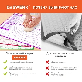 Коврик силиконовый для раскатки/запекания 30х40 см, фиолетовый, DASWERK (ДАСВЕРК), 608423