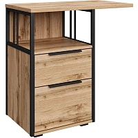 Тумба приставная Комус Мебель (Easy To Lead) K-Loft 241T010 (дуб натуральный/чёрный, 750х405х752 мм, 2 ящика)