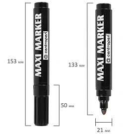 Маркер перманентный универсальный ЧЕРНЫЙ CENTROPEN "Maxi Marker", 2-4 мм, 8936, 5 8936 0112