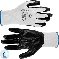 Перчатки рабочие защитные Jeta Safety Nitril-Fit из полиэстера с нитриловым покрытием белые/чёрные (13 нитей, 13 класс, размер 8 (М), 12 пар в упаковк