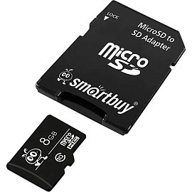 Карта памяти 8 ГБ micro SDHC SmartBuy Classic Class 10 (SB8GBSDCL10-01)