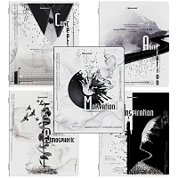 Тетради ДЭК А5 48 л. КОМПЛЕКТ 5 шт. BRAUBERG скоба, клетка, матовая ламинация, BLACK&WHITE, 404963