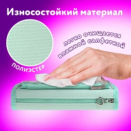 Пенал мягкий ЮНЛАНДИЯ, 2 отделения, полиэстер, "Kitty", мятный, 21х6х9 см, 270262