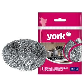Губка-мочалка для уборки York Мега металлическая 7x7 см 40 г