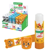 Клей-карандаш "Зверята: панда, слон, леопард", 9 г, фигурный колпачок, BRAUBERG KIDS, 271139