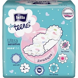 Прокладки женские гигиенические Bella for teens Ultra sensitive дышащие (10 штук в упаковке)