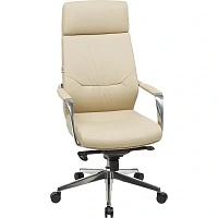 Кресло для руководителя Easy Chair 570 МL бежевое (натуральная кожа с компаньоном, металл хромированный)