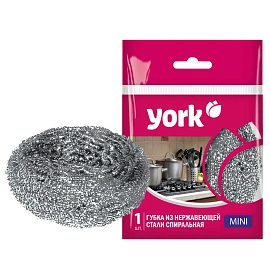 Губка-мочалка для посуды York Мини металлическая 6x6 см 18 г