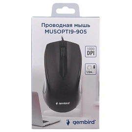 Мышь проводная Gembird MUSOPTI9-905U черная (MUSOPTI9-905U)