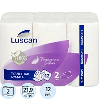 Бумага туалетная Luscan Comfort 2-слойная белая (12 рулонов в упаковке)