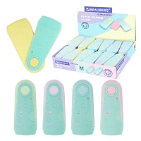 Ластик BRAUBERG "ULTRA PASTEL", 57х24х15 мм, пастельные цвета ассорти, бирюзовый пластиковый держатель, 272688