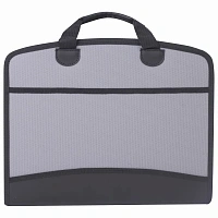 Папка-портфель пластиковая BRAUBERG А4+ (375х305х60 мм), 4 отделения, 2 кармана, серая, 228685