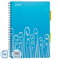 Бизнес-тетрадь Attache Fantasy А4 140 листов голубая в клетку на спирали с разделителями