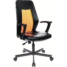 Кресло офисное Easy Chair 225 PTW оранжевое/чёрное (экокожа/сетка, металл крашенный)